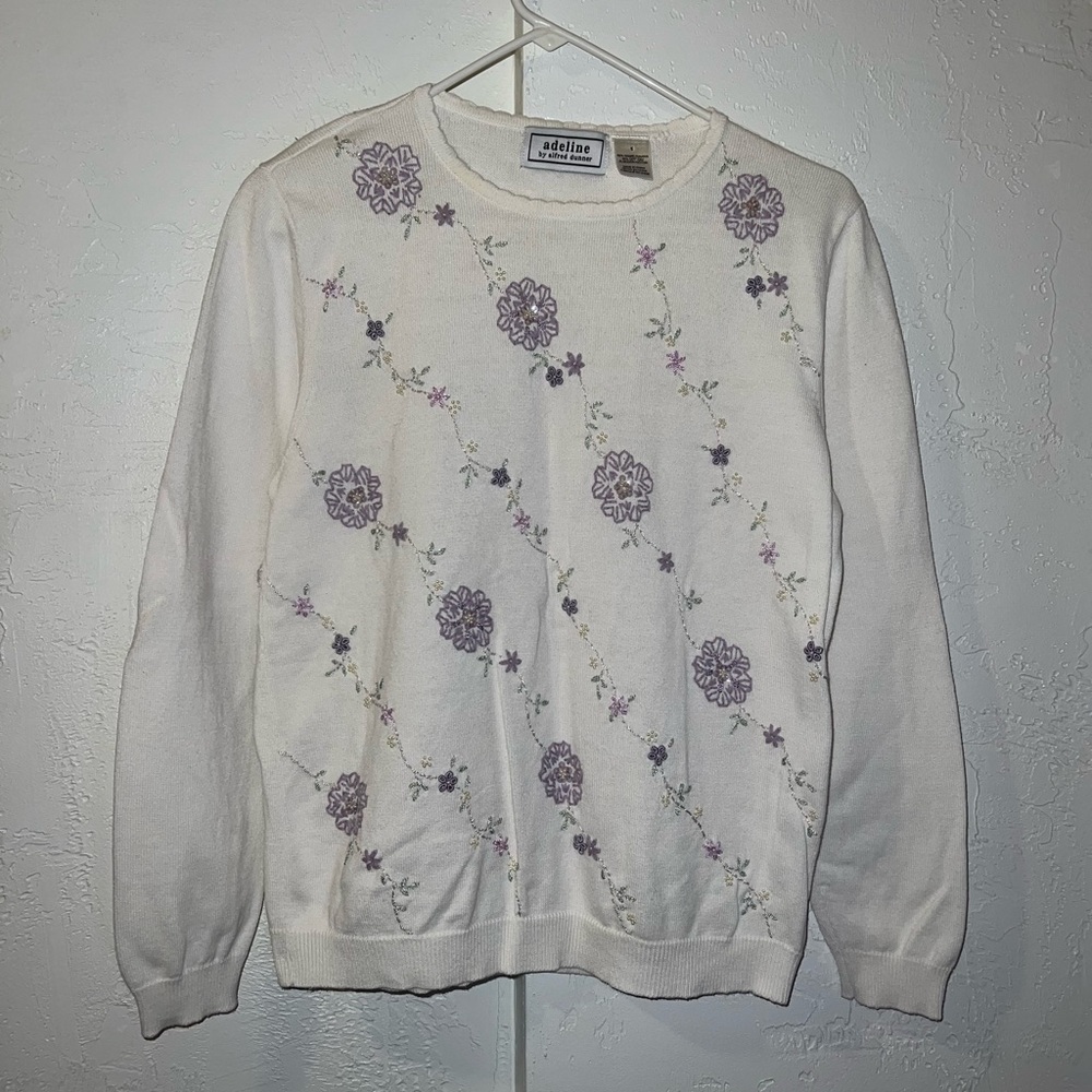 Vintage Beaded Floral Sweater